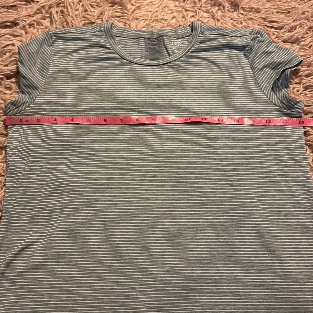 Athleta Girl Striped Back Mesh Seam Shirt